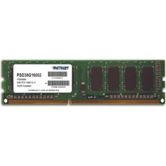 Patriot DDR3 Non-ECC Unbuffered 8GB - (PSD38G16002)
