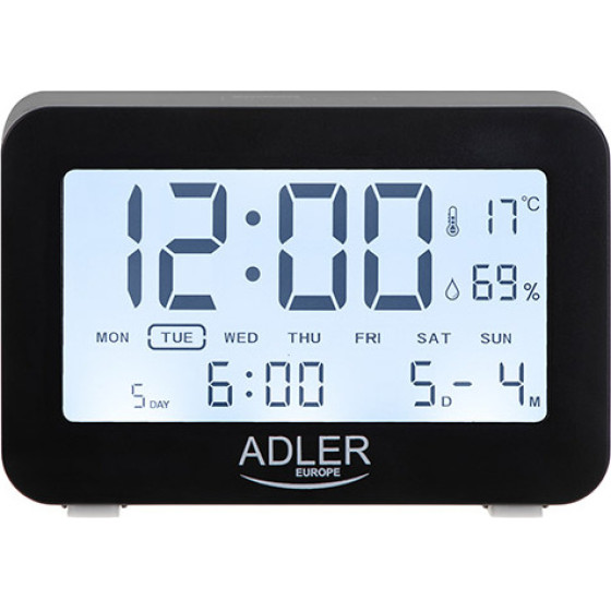 Adler Alarm Clock Black - (AD1196B)