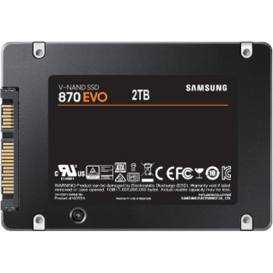 Samsung Ssd 2.5'' 2TB Series 870 EVO, MLC, SATA3, Read 560MB/s, Write 530MB/s, 5YW. - (MZ-77E2T0B-EU)