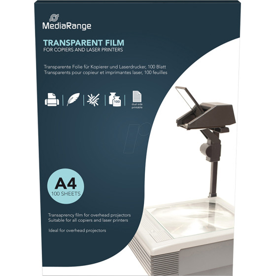 MediaRange Over Head Projector Film A4 Dual Side Coated 100 Microns 100 ����� - (MRINK160)