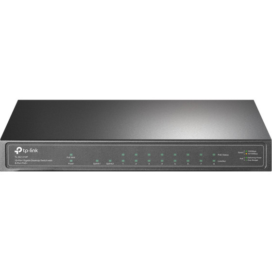 TP-Link Desktop Switch 10-Port Gigabit, 8x PoE+, Ver. 3.0 - (TL-SG1210P)