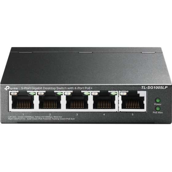 TP-Link Desktop Switch 5-Port Gigabit, 4x PoE+, Ver. 2.0 - (TL-SG1005LP)