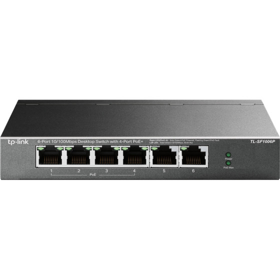 TP-Link Desktop Switch 6-Port 10/100Mbps, 4x PoE+, Ver. 1.0 - (TL-SF1006P)