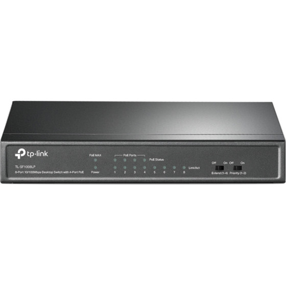 TP-Link Desktop Switch 8-Port 10/100Mbps, 4x PoE, Ver. 2.0 - (TL-SF1008LP)