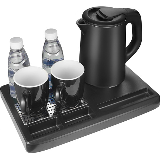 Life Welcome Onyx Hotel Tray With 0.8L Water Kettle 1000-1360W And 2 Ceramic CUPS