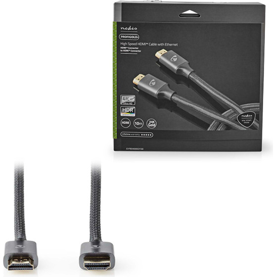 Nedis CVTB34000GY100 High Speed Hdmi Cable With Ethernet 4K@30Hz 18GBps 10.00m Gun Metal GREY