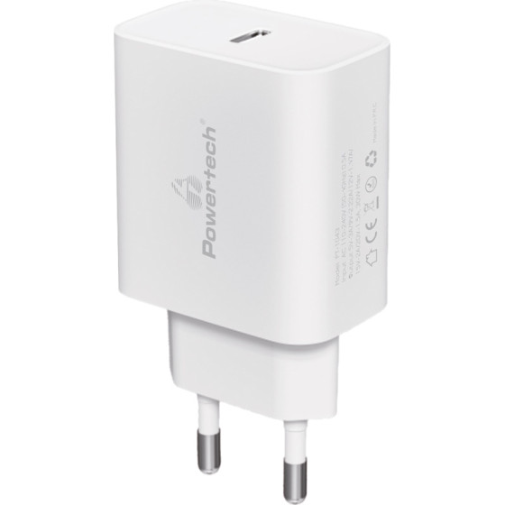 Powertech ��������� ������ USB-C, Pd QC3.0, 30W, ������ - (PT-1043)