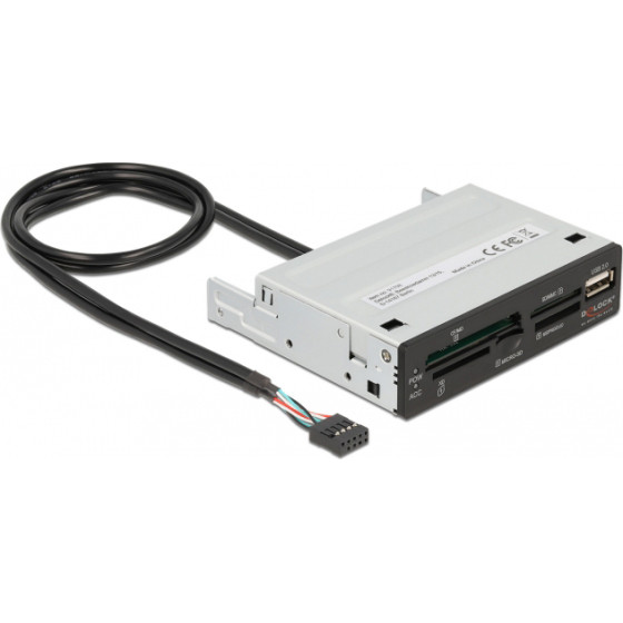 DeLock Usb 9-Pin Card Reader CF/SD/XD/MS/Micro SD/USB, 3.5'' Bay - (91708)