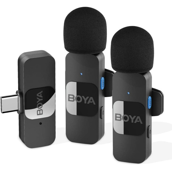 BOYA Wireless 2-Person Lavalier Microphone For Android Mini Lapel USB-C Connection - (BY-V20)
