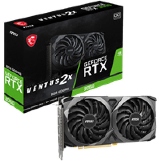 MSI Vga PCI-E Nvidia Gf 8GB/128BIT, GDDR6, HDMI/3x Display PORT, 2 Slot FANSINK, 3YW. - (Rtx 3060 Ventus 2X 8G OC)