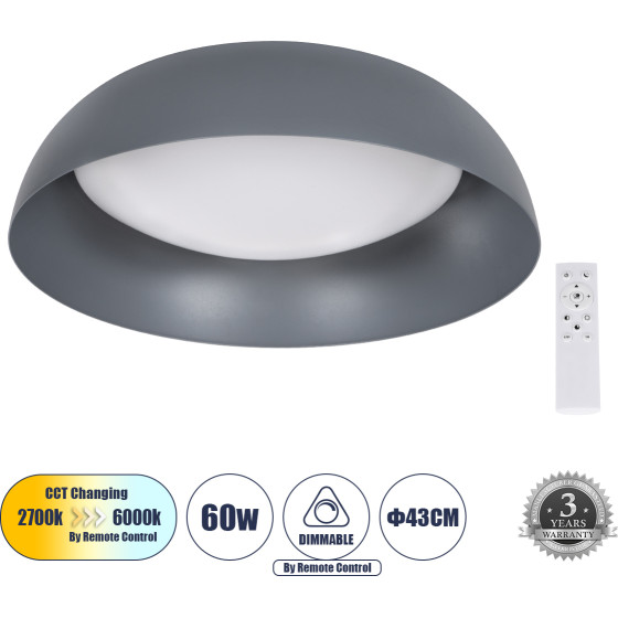 GloboStar Anatolia ���������� ������ Led Cct 60W 6900lm 120� Ac 220-240V - �������� �������� ���� ���������������� All In One ����� 6000k+������ 4500k+����� 2700k Dimmable �43cm - ���� ������� - 3 Years Warranty - (61262)