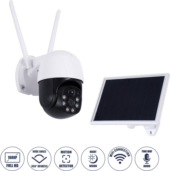 GloboStar �������� ������ Ip Camera 1080P 2MP Wifi 350� ������ - 3200mAh - ������������ ����� - ��������� ����� �� Led Ir - ��������� ������� - ��������� ���� - ��������� IP66 - ����� - (86055)