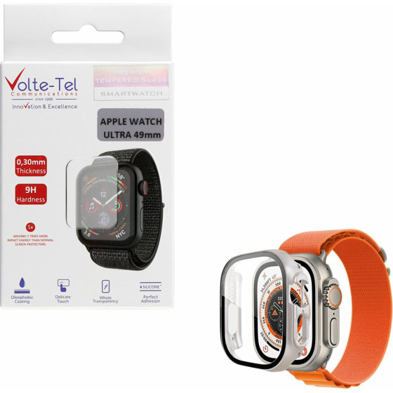 Volte-Tel Tempered Glass Apple Watch Ultra 49mm 1.92'' 9H 0.30mm Pc Edge Cover With Key 3D Full Glue Full Cover STARLIGHT - (5205308325625)