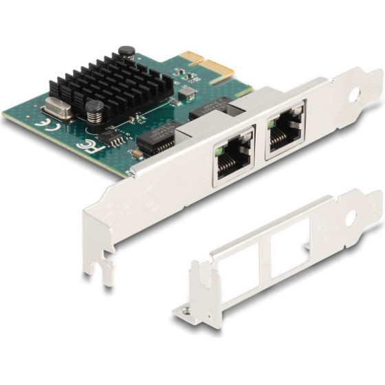 DeLock ����� ��������� Pcie x1 �� 2x RJ45 Gigabit 1000MBps - (88205)