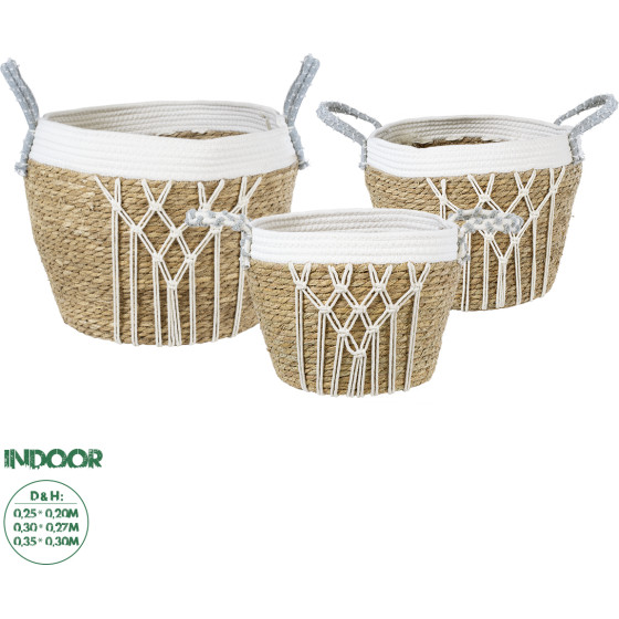 GloboStar Artificial Garden Sardinia ��� 3 ������������ ������ ������� - ����� �������� - Flower Pots ���� �� ������� A:�25cm x �20cm B:�30cm x �27cm C:�35cm x �30cm - (20335)