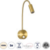 GloboStar Goose �������� ��������� ������ - ������ ����������� Bed Side Led 3W 300lm 36� Ac 220-240V - Reading Light - �6.5 x �15 x �24.5cm - ������ ����� 4500K - ����� �������� - (60880)