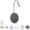 GloboStar Goose �������� ��������� ������ - ������ ����������� Bed Side Led 6W 600lm 36� & 360� Ac 220-240V - Reading Light & 360� ������ �������� - ��������� Usb 3A - �15.5 x �15 x �30.5cm - ������ ����� 4500K - ���� ������� - (60882)