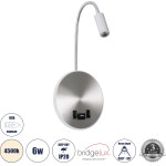 GloboStar Goose �������� ��������� ������ - ������ ����������� Bed Side Led 6W 600lm 36� & 360� Ac 220-240V - Reading Light & 360� ������ �������� - ��������� Usb 3A - �15.5 x �15 x �30.5cm - ������ ����� 4500K - ����� ����� - (60884)