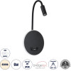 GloboStar Goose �������� ��������� ������ - ������ ����������� Bed Side Led 6W 600lm 36� & 360� Ac 220-240V - Reading Light & 360� ������ �������� - ��������� Usb 3A - �15.5 x �15 x �30.5cm - ������ ����� 4500K - ����� - (60883)