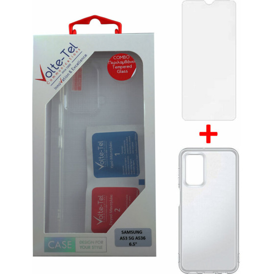 Volte-Tel Combo Samsung A53 5G A536 6.5'' Tempered 0.30mm + ���� Slimcolor Air WHITE - (5205308336041)