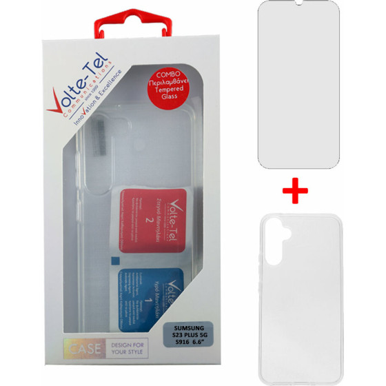 Volte-Tel Combo Samsung S23 Plus 5G S916 6.6'' Tempered 0.30mm + ���� Slimcolor Air WHITE - (5205308336089)