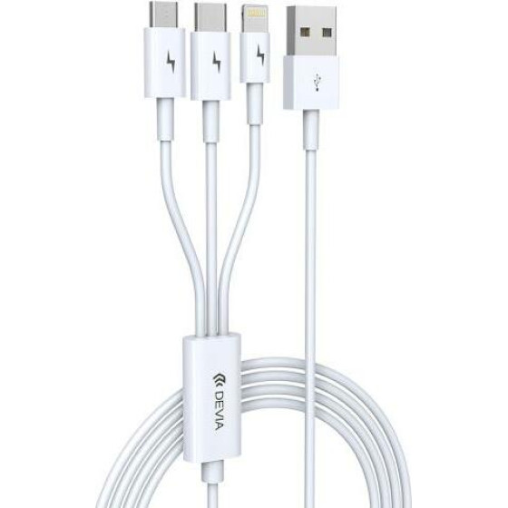 Devia ������� �������� Usb 2.0 3in1 EC141 Usb A �� Micro Usb & Usb C & Lightning 1.2m Smart �����