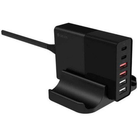 Devia Multi Port Desktop ��������� ������� �������� �� ������ ����� 4 x Usb A & 2 x Usb C Pd 75W Extreme Speed ����� - (6938595359446)