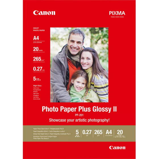 Canon Paper PP-201 Glossy Ii Photo Paper Plus A4 - 20 Sheets - (2311B019)