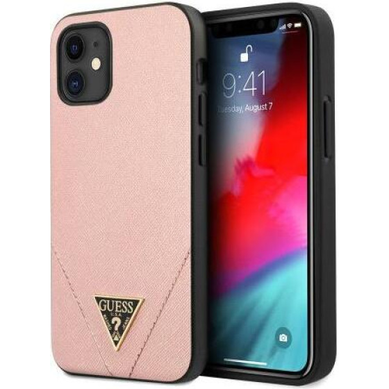 Guess ���� Silicon Apple Iphone 12 Mini Saffiano ��� - (GUHCP12SVSATMLPI)