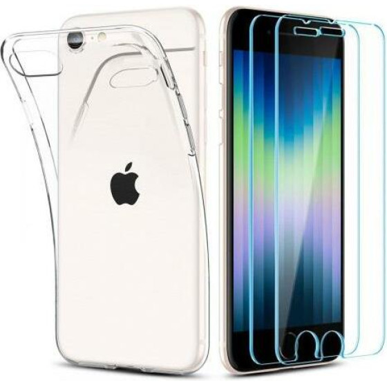 Spigen ���� Tpu Liquid Crystal (1 ���) & Tempered Glass Tr Slim (2 ���) Apple Iphone 7/ 8/ Se 2020/ Se 2022 Crystal Pack ������� - (ACSO4355)