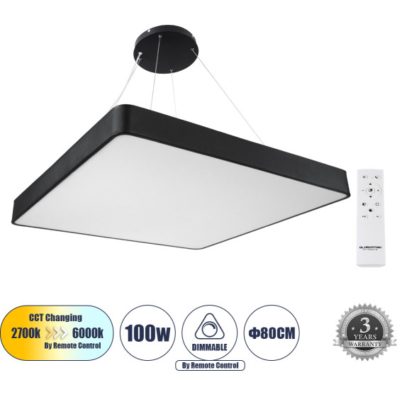 GloboStar Kamala 61210-P �������� ���������� ������ Led Cct 100W 11020lm 120� Ac 220-240V - �������� �������� ���� ���������������� All In One ����� 6000k+������ 4500k+����� 2700k Dimmable �80 x �80 x �8cm- ����� 3 Years Warranty - (61210)