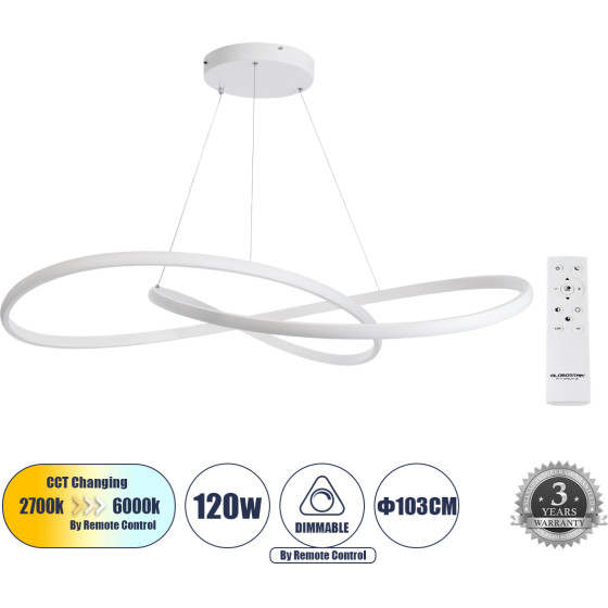 GloboStar Dexter �������� ��������� ������ Design Led Cct 120W 13440lm 300� Ac 220-240V - �������� �������� ���� ���������������� All In One ����� 6000k+������ 4500k+����� 2700k Dimmable �103cm - ����� - 3 Years Warranty - (60918)