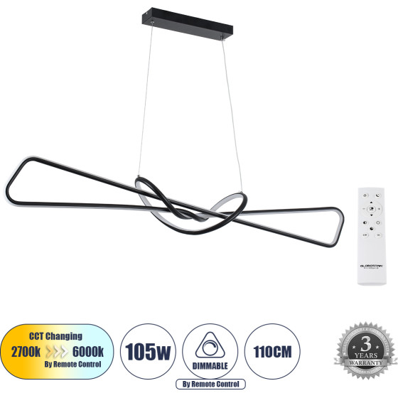 GloboStar Dolores �������� ��������� ������ Design Led Cct 105W 11760lm 300� Ac 220-240V - �������� �������� ���� ���������������� All In One ����� 6000k+������ 4500k+����� 2700k Dimmable �110x�17x�17.5cm - ����� 3 Years Warranty - (61279)