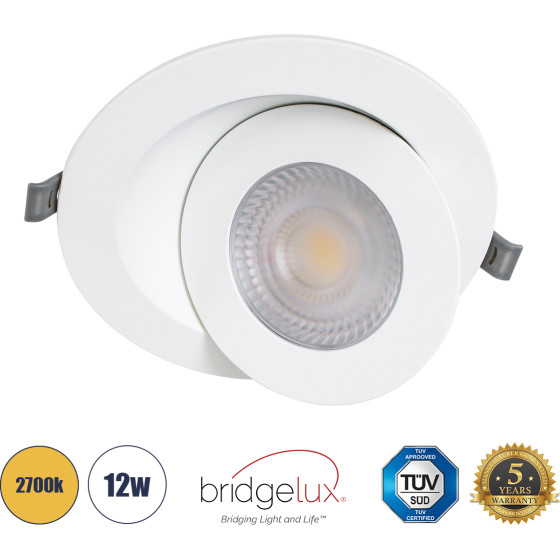 GloboStar Lexis Joint ������� Led ��������� Spot Downlight 12W 1140lm 45� Ac 220-240V IP44 �15.8cm x �4.1cm - ��������� - ����� - ����� ����� 2700K - Bridgelux Chip - Tuv Certified Driver - 5 Years Warranty - (60989)