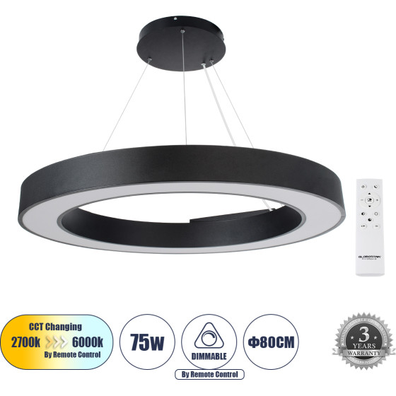 GloboStar Ra �������� ��������� ���������-������ Led Cct 75W 8250lm 120� Ac 220-240V - �������� �������� ���� ���������������� All In One ����� 6000k+������ 4500k+����� 2700k Dimmable �80cm - ����� - 3 Years Warranty - (61196)
