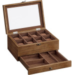 Songmics Watch Box Rustic Walnut 19 x 27 x 12.5 Cm - (JOW008K01)