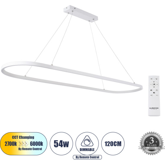 GloboStar Bolivar �������� ��������� ������ Design Led Cct 54W 6210lm 300� Ac 220-240V - �������� �������� ���� ���������������� All In One ����� 6000k+������ 4500k+����� 2700k Dimmable �120 x �30 x �2cm ����� - 3 Years Warranty - (61272)