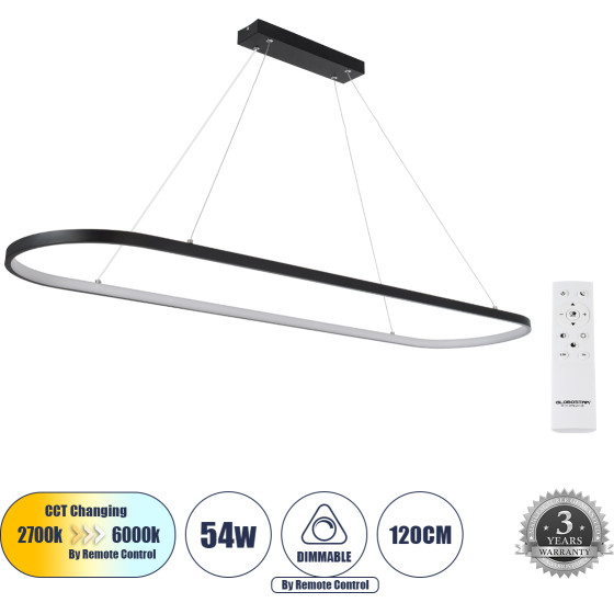 GloboStar Bolivar �������� ��������� ������ Design Led Cct 54W 6210lm 300� Ac 220-240V - �������� �������� ���� ���������������� All In One ����� 6000k+������ 4500k+����� 2700k Dimmable �120 x �30 x �2cm ����� - 3 Years Warranty - (61271)