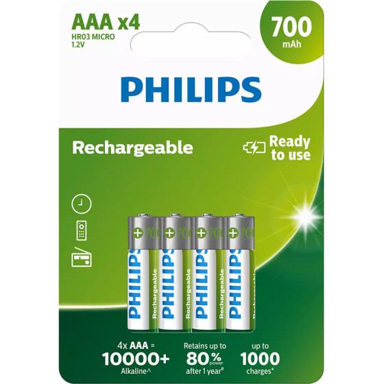Philips ���������������� �������� R03B4A70, 700mAh, Aaa HR03 Micro, 4��� - (R03B4A70-10)