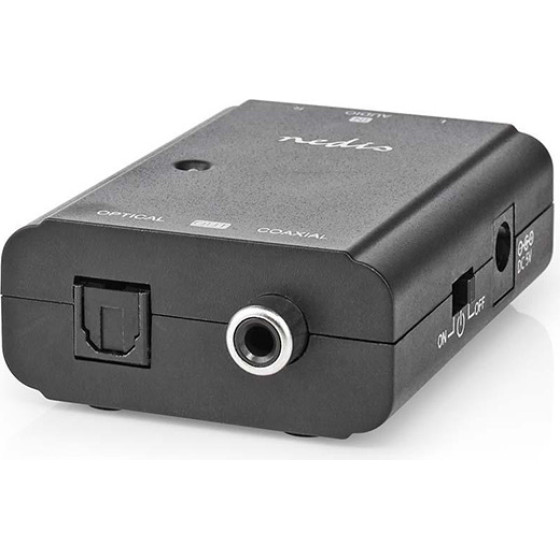 Nedis ACON2508BK 1-Way Connection input: 2x Rca Male Connection output: 1xS/PDIF