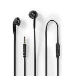 Nedis HPWD2021BK Wired Earphones 3.5mm With Cable LENGTH: 1.20m BUILT-In Microphone BLACK