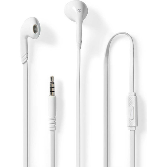 Nedis HPWD2021WT Wired Earphones 3.5mm With Cable LENGTH: 1.20m BUILT-In Microphone WHITE