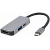 Cablexpert Usb TYPE-C 3IN1 MULTI-Port Adapter (Usb PORT+HDMI+PD) Silver - (A-CM-COMBO3-02)