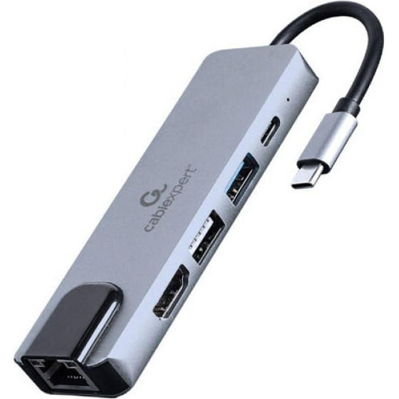 Cablexpert Usb TYPE-C 5IN1 MULTI-Port Adapter (HUB+HDMI+PD+LAN) - (A-CM-COMBO5-04)