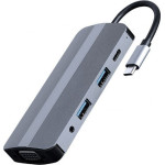 Cablexpert Usb TYPE-C 8IN1 MULTI-Port Adapter (HUB+HDMI+VGA+PD+Card READER+Stereo AUDIO) Silver - (A-CM-COMBO8-02)
