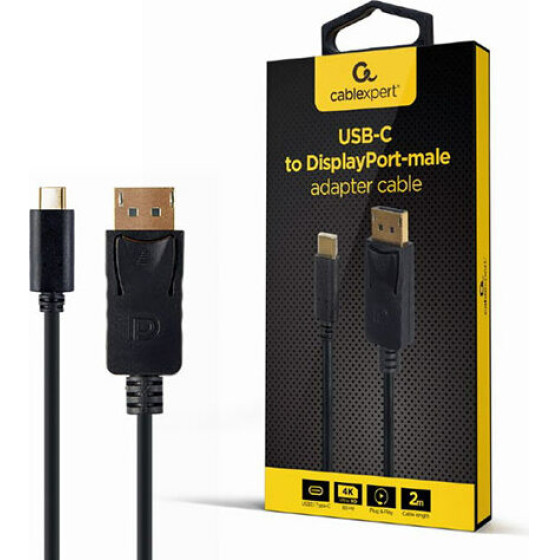 Cablexpert USB-C To DISPLAYPORT-Male Adapter 4K 60HZ 2M Black Retail Pack - (A-CM-DPM-01)