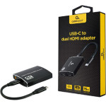 Cablexpert USB-C To Dual Hdmi Adapter 4K 60HZ Black Retail Pack - (A-CM-HDMIF2-01)