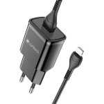 Lamtech Wall Charger QC3.0 18W With Lightning Cable 1M Black - (LAM020151)
