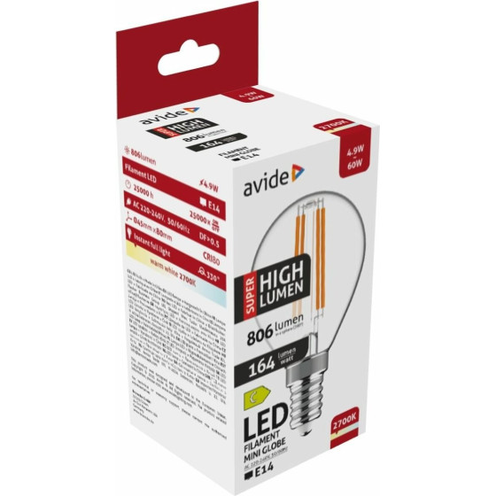 Avide Led Filament �������� 4.9W E14 ����� 2700K Super ������ ������������ - (ABLFMG14WW-4.9W-SHL)