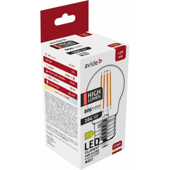 Avide Led Filament �������� 4.9W E27 ����� 2700K Super ������ ������������ - (ABLFMG27WW-4.9W-SHL)
